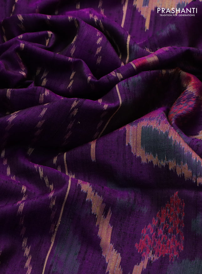 Rajkot patola silk saree deep purple with allover ikat weaves and zari woven border