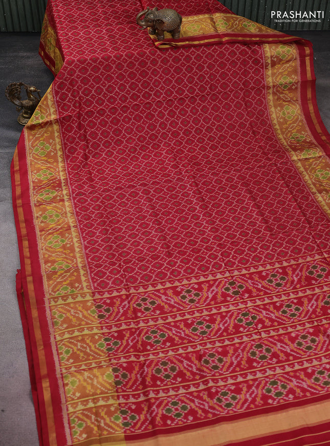 Rajkot patola silk saree maroon with allover ikat weaves and long zari woven border