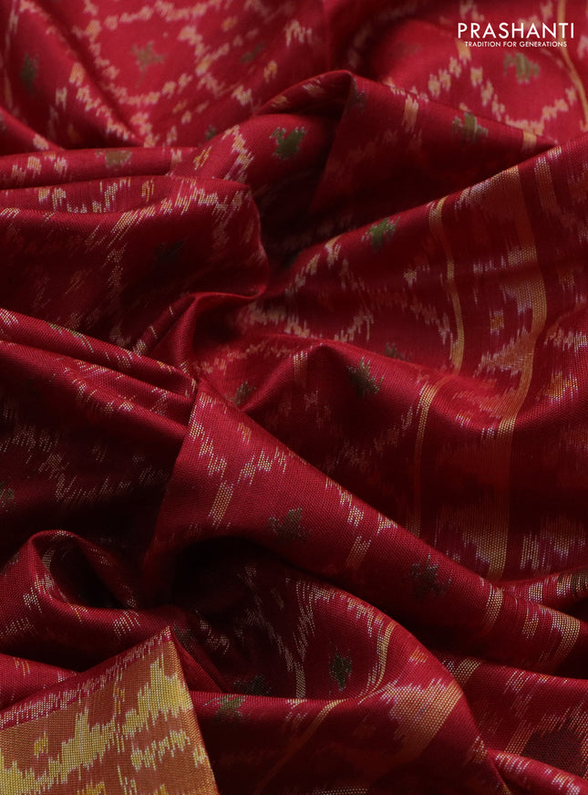 Rajkot patola silk saree maroon with allover ikat weaves and long zari woven border