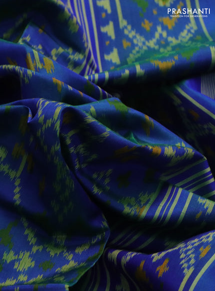 Rajkot patola silk saree dual shade of bluish green with allover ikat weaves and long zari woven border