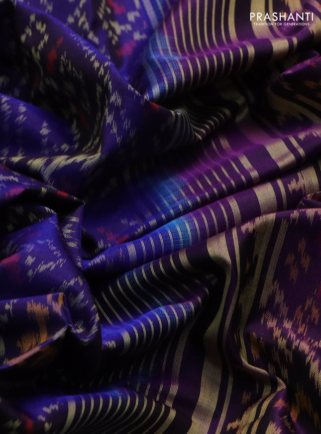 Rajkot patola silk saree blue and violet with allover ikat weaves and zari woven border
