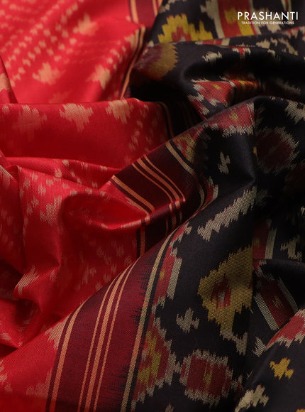Rajkot patola silk saree red and black with allover ikat weaves and zari woven border