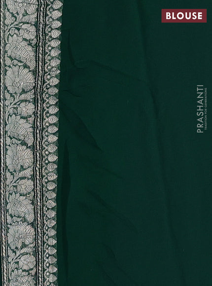 Banarasi chiffon silk saree violet and dark green with silver zari woven buttas and silver zari woven border