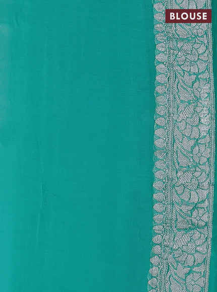 Banarasi chiffon silk saree teal blue with silver zari woven buttas and silver zari woven border