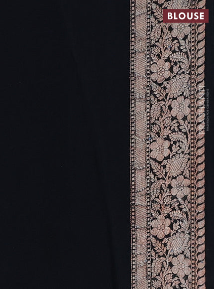 Banarasi chiffon silk saree black with silver zari woven buttas and floral silver zari woven border