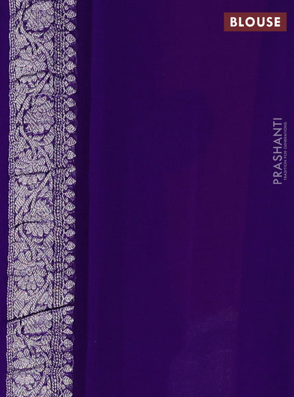 Banarasi chiffon silk saree red and violet with silver zari woven buttas and floral silver zari woven border