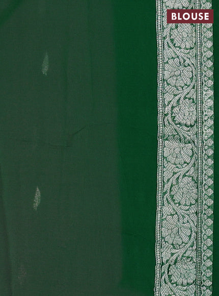 Banarasi chiffon silk saree purple and green with silver zari woven buttas and floral silver zari woven border