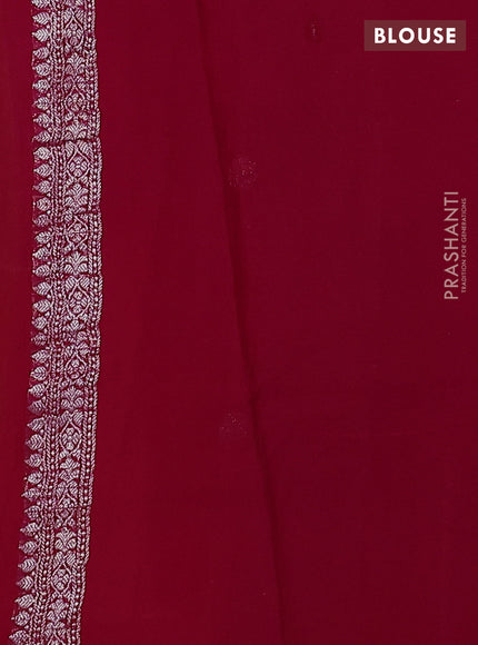 Banarasi chiffon silk saree rust shade and magenta pink with silver zari woven buttas and floral silver zari woven border