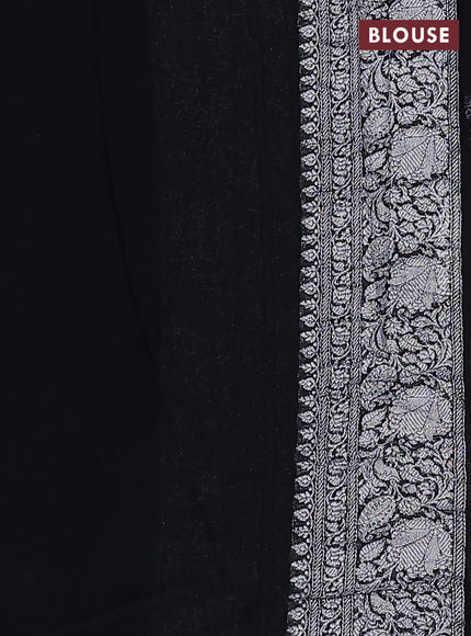 Banarasi chiffon silk saree black with silver zari woven coin buttas and silver zari woven border