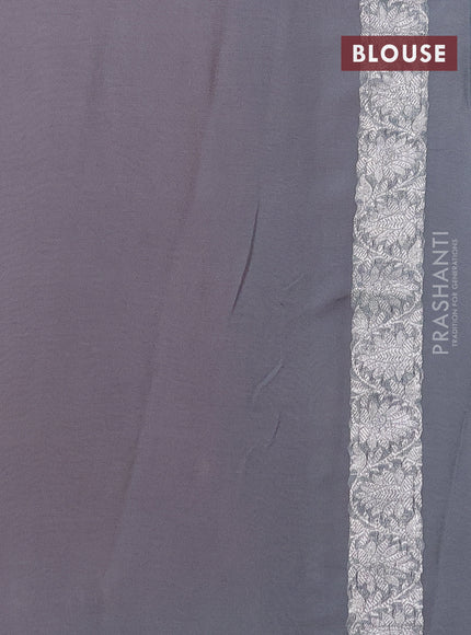 Banarasi chiffon silk saree red and grey with silver zari woven buttas and silver zari woven border