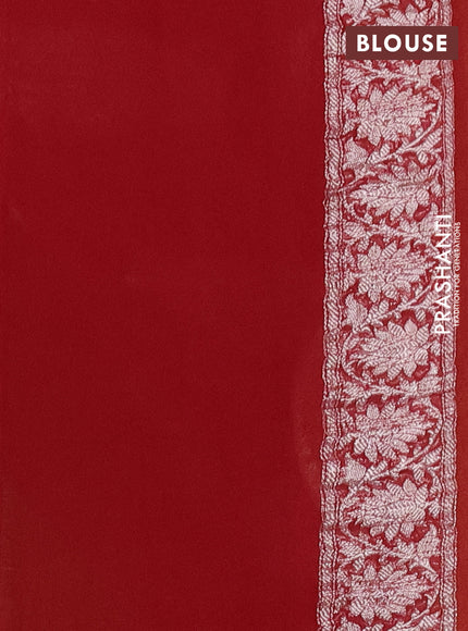 Banarasi chiffon silk saree pale yellow and maroon with silver zari woven buttas and silver zari woven border