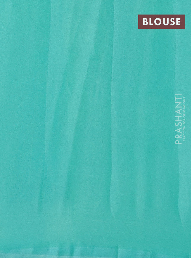 Banarasi chiffon silk saree peacock green and teal green shade with silver zari woven buttas and floral silver zari woven border