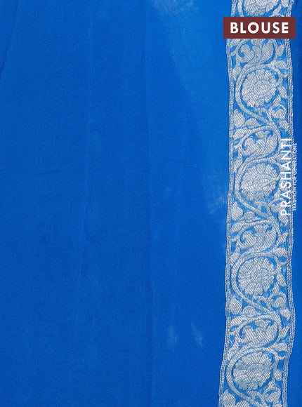 Banarasi chiffon silk saree royal blue and cs blue with silver zari woven buttas and silver zari woven border