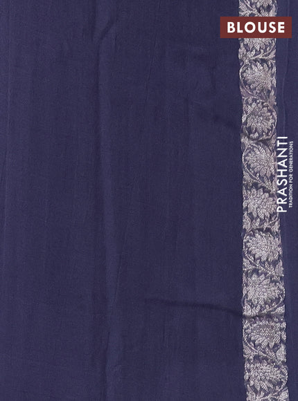 Banarasi chiffon silk saree grey with silver zari woven buttas and silver zari woven border