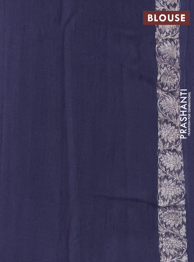 Banarasi chiffon silk saree grey with silver zari woven buttas and silver zari woven border