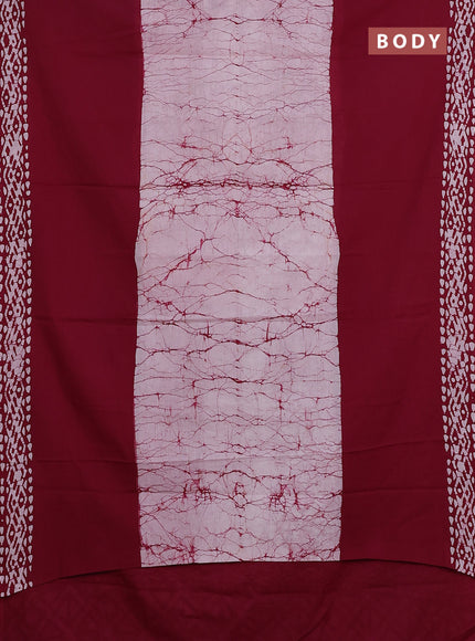 Jaipur cotton saree marron with batik prints and printed border