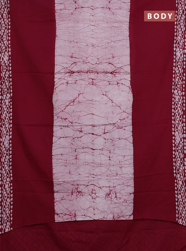 Jaipur cotton saree marron with batik prints and printed border