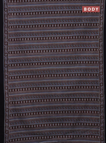 Jaipur cotton saree marron and black with allover ajrakh prints and printed border