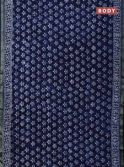 Jaipur cotton saree indigo blue with allover prints and printed border