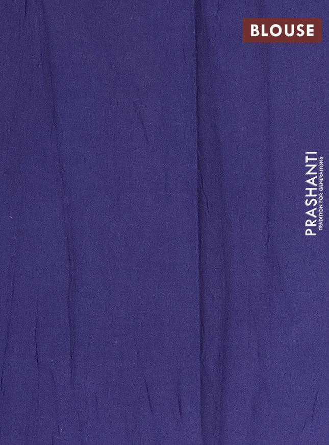 Jaipur cotton saree indigo blue and white with batik prints and printed border