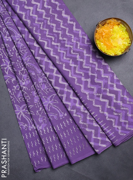 Jaipur cotton saree voilet with allover warli and printed border