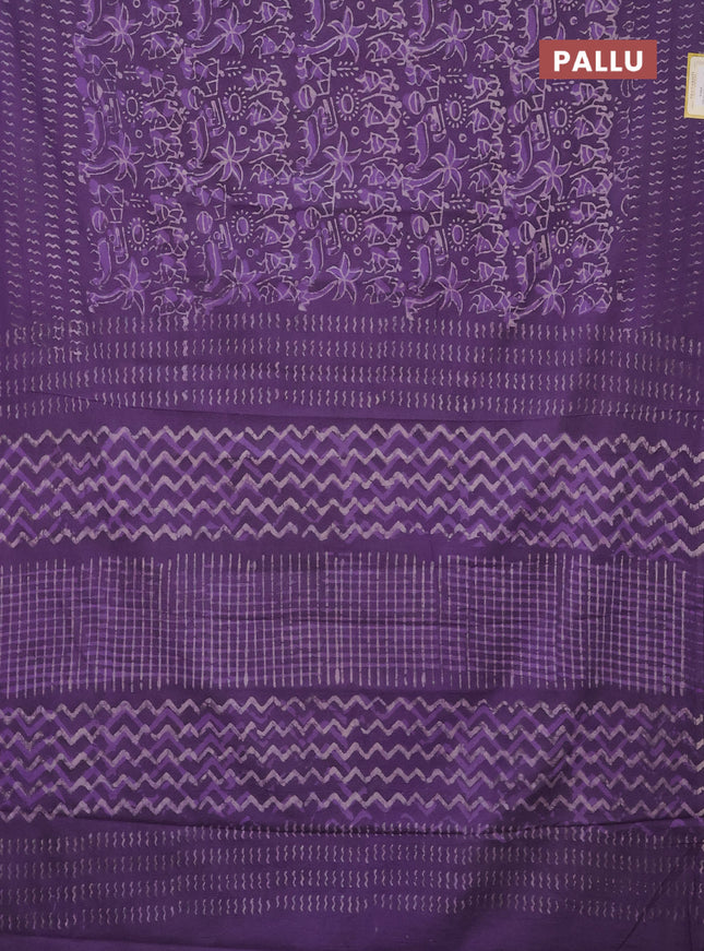 Jaipur cotton saree voilet with allover warli and printed border