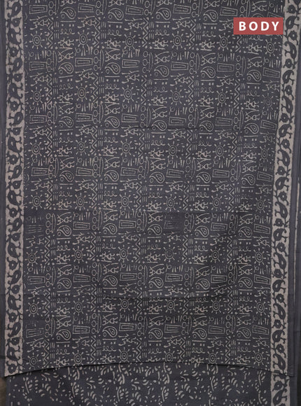 Jaipur cotton saree grey with allover warli and printed border