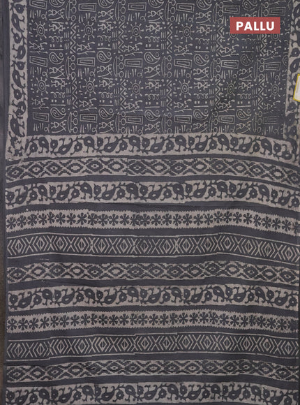 Jaipur cotton saree grey with allover warli and printed border