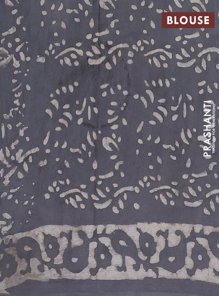 Jaipur cotton saree grey with allover warli and printed border