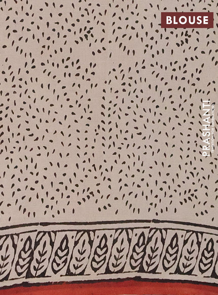 Jaipur cotton saree beige and black with allover stripe pattern and printed border