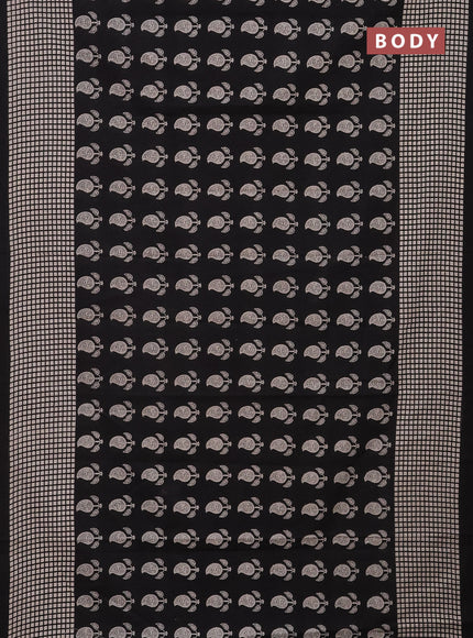 Jaipur cotton saree black and beige with allover paisley butta prints and printed border