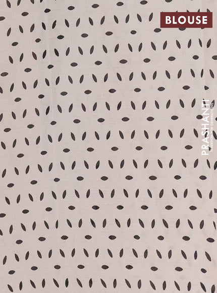 Jaipur cotton saree black and beige with allover paisley butta prints and printed border