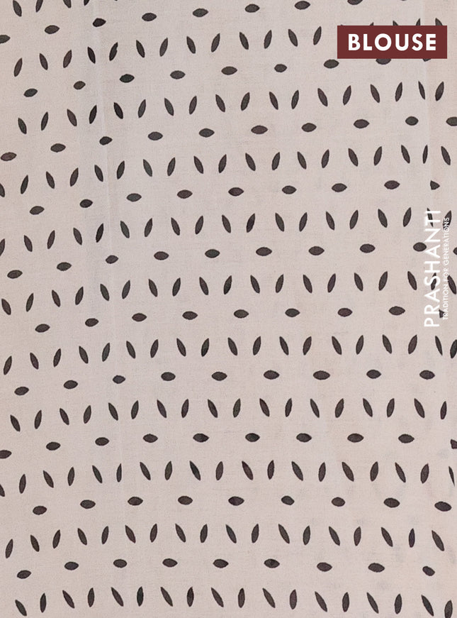 Jaipur cotton saree black and beige with allover paisley butta prints and printed border