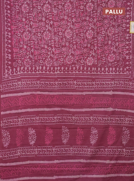 Jaipur cotton saree mauve pink with allover prints and printed border