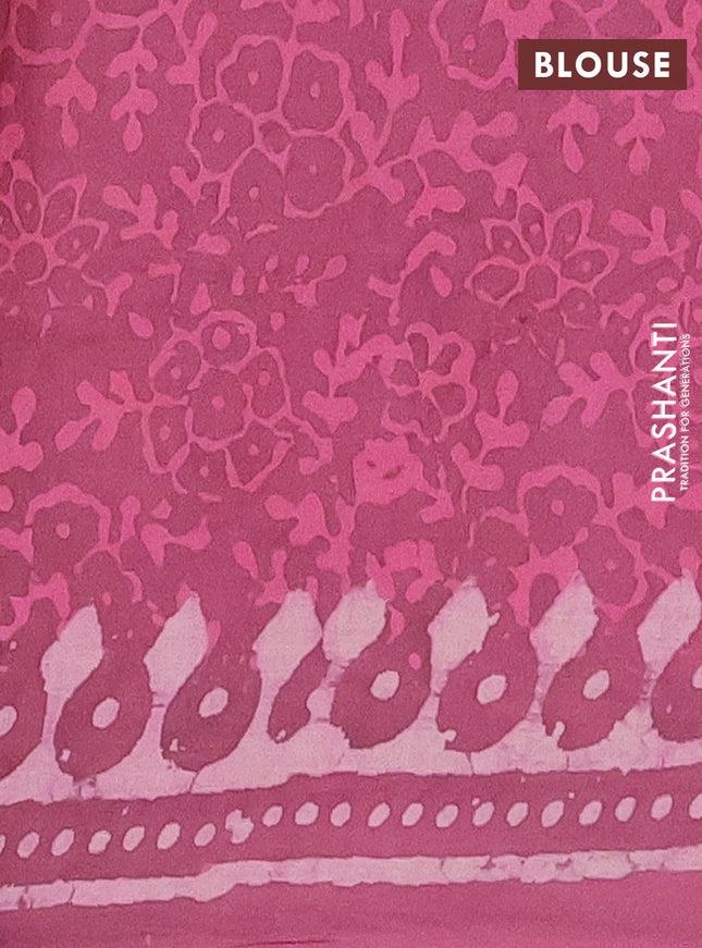 Jaipur cotton saree mauve pink with allover prints and printed border