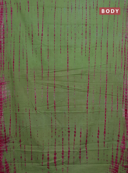 Jaipur cotton saree green and pink with allover tie & dye prints in borderless style