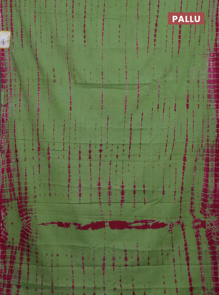 Jaipur cotton saree green and pink with allover tie & dye prints in borderless style