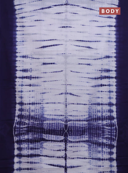 Jaipur cotton saree off white and dark blue with allover tie & dye prints and printed border