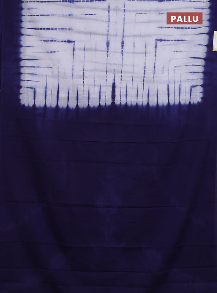 Jaipur cotton saree off white and dark blue with allover tie & dye prints and printed border