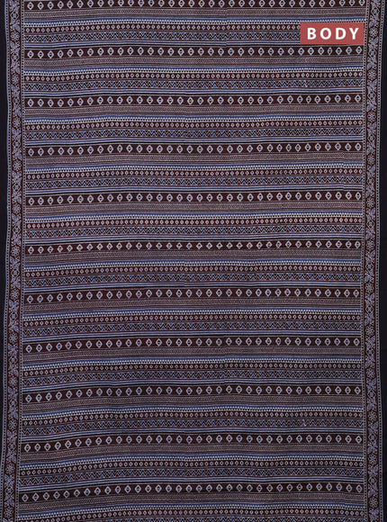 Jaipur cotton saree marron and dark navy blue with allover ajrakh prints and printed border