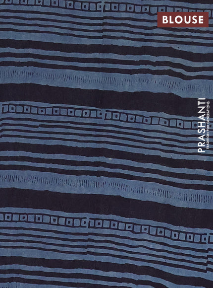 Jaipur cotton saree marron and dark navy blue with allover ajrakh prints and printed border