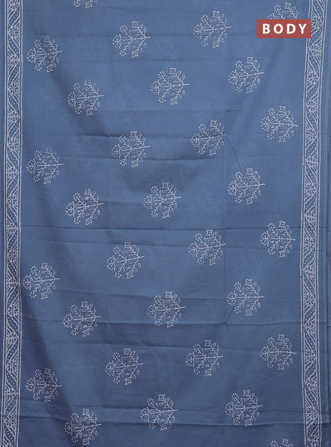 Jaipur cotton saree grey and off white with butta prints and printed border