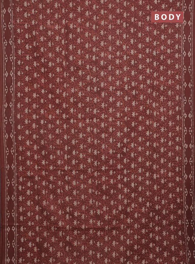 Jaipur cotton saree rust shade with allover dabu prints and printed border