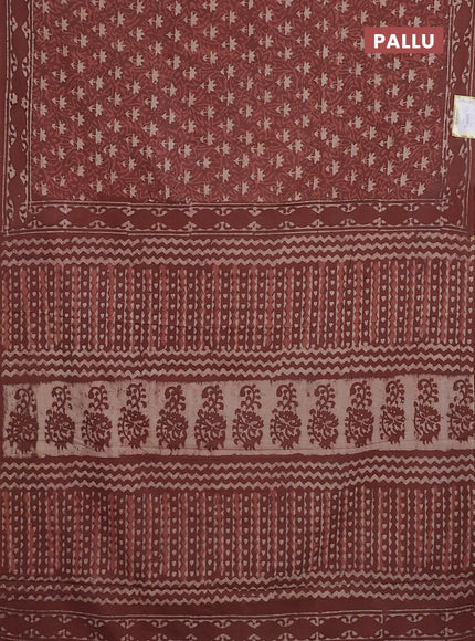 Jaipur cotton saree rust shade with allover dabu prints and printed border