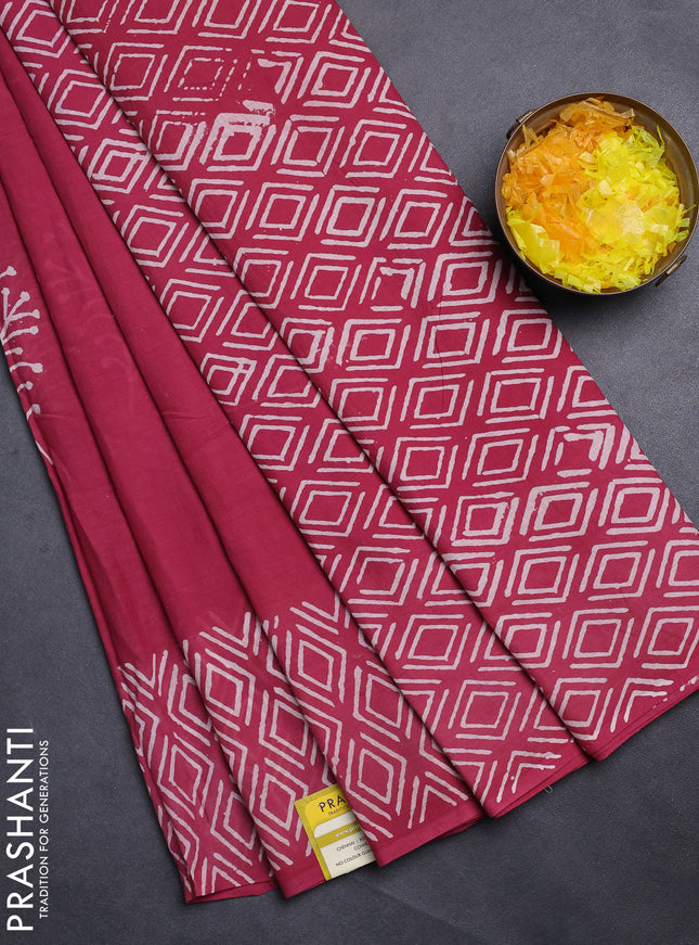 Jaipur cotton saree pastel maroon with butta prints and printed border