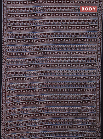 Jaipur cotton saree marron and dark navy blue with allover ajrakh prints and printed border