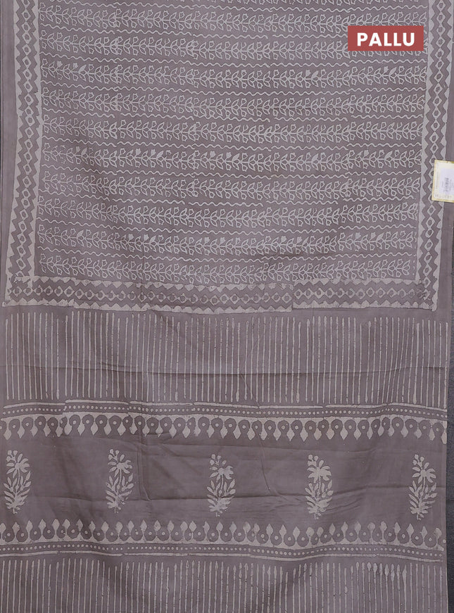 Jaipur cotton saree grey shade with allover prints and printed border