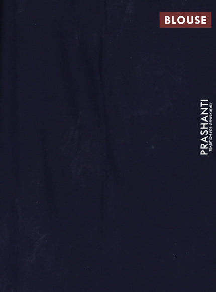 Jaipur cotton saree navy blue and off white with allover batik prints and printed border