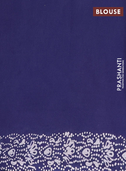 Jaipur cotton saree navy blue and white with batik prints and printed border