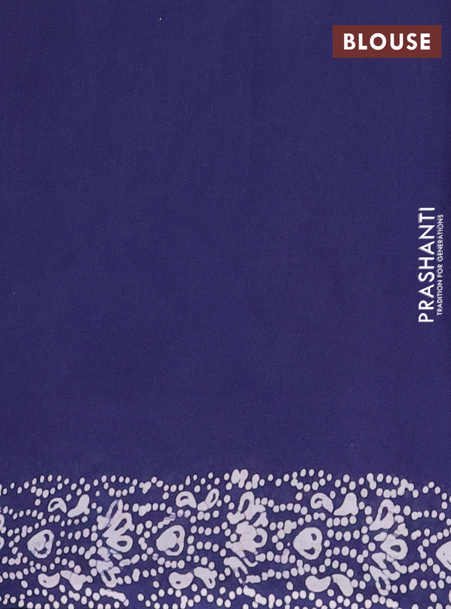 Jaipur cotton saree navy blue and white with batik prints and printed border